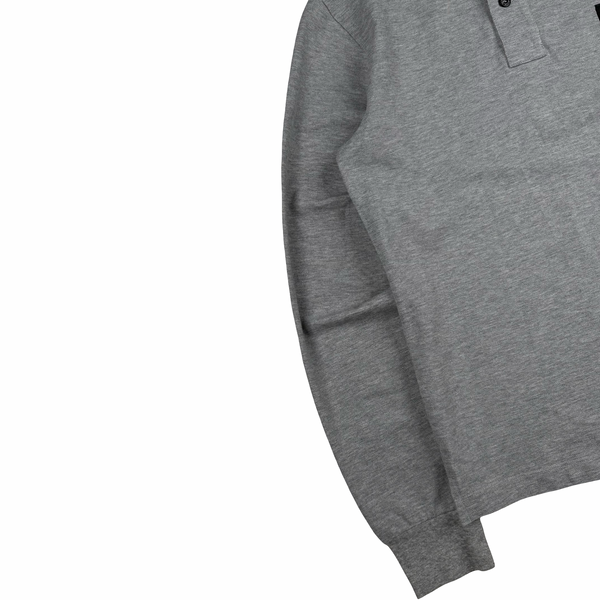 Stone Island 2022 Grey White Piped long Sleeve Cotton Polo Shirt - Small