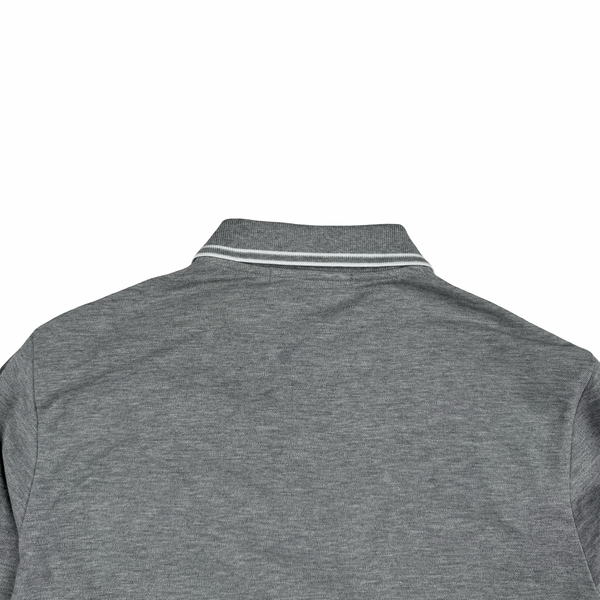 Stone Island 2022 Grey White Piped long Sleeve Cotton Polo Shirt - Small