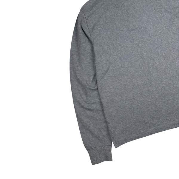Stone Island 2022 Grey White Piped long Sleeve Cotton Polo Shirt - Small