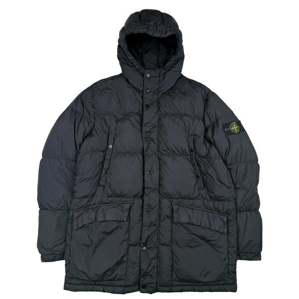 Stone Island 2013 Black Long Crinkle Down Puffer Jacket - XL