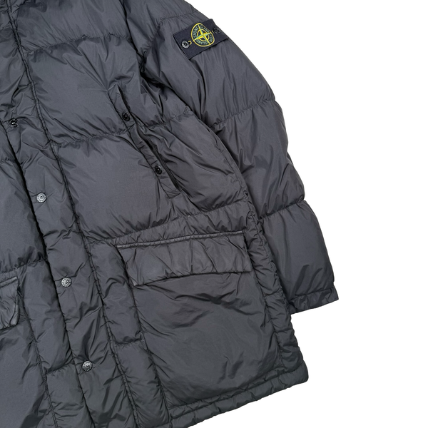 Stone Island 2013 Black Long Crinkle Down Puffer Jacket - XL