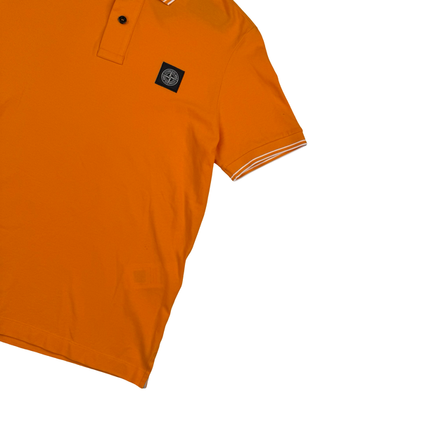 Stone Island 2023 Orange Short Sleeved Cotton  Polo Shirt - Small