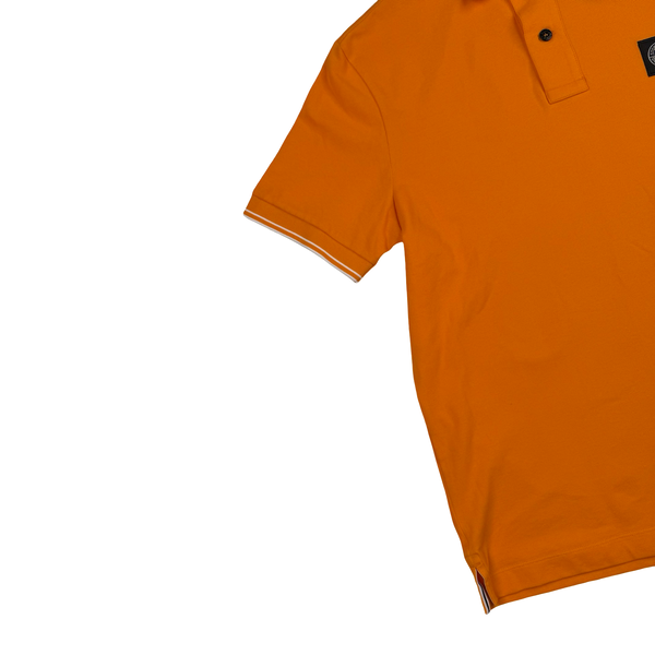 Stone Island 2023 Orange Short Sleeved Cotton  Polo Shirt - Small