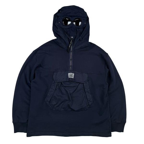 CP Company x Palace Navy Spellout Goggle Hoodie - Large