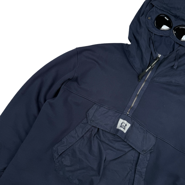 CP Company x Palace Navy Spellout Goggle Hoodie - Large