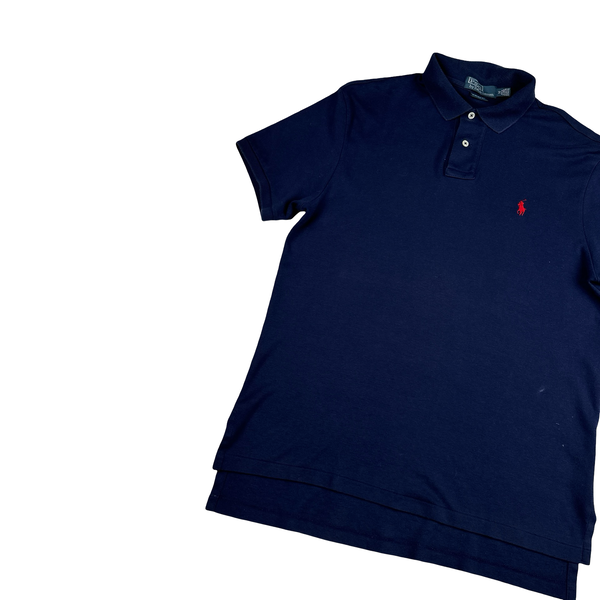 Ralph Lauren Navy Cotton T Shirt Polo - Medium