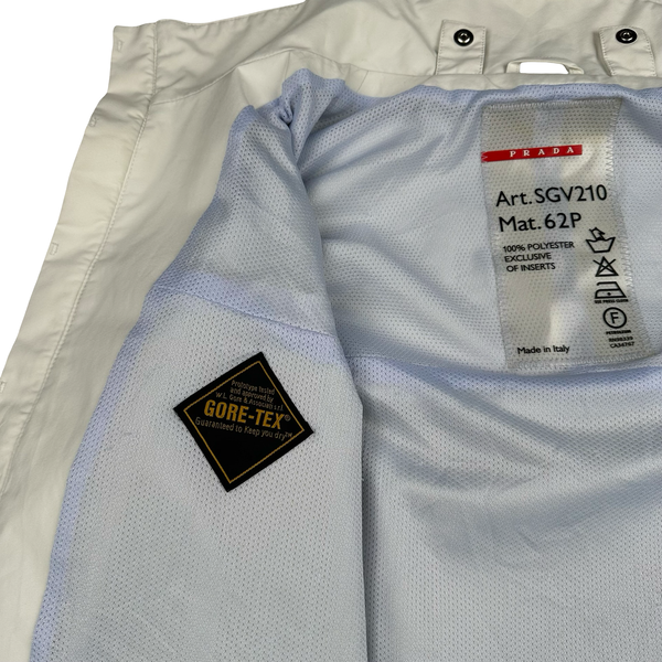 Prada Red Neck Tab White Convertible Goretex Prototype Zipped Jacket - XL