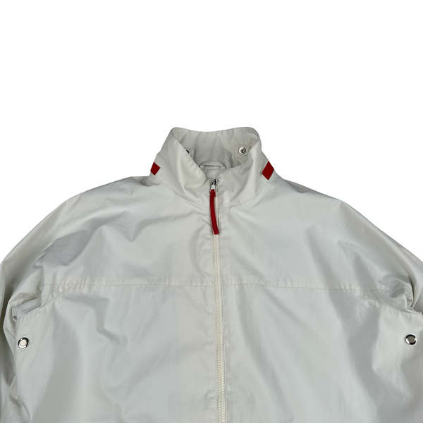 Prada Red Neck Tab White Convertible Goretex Prototype Zipped Jacket - XL