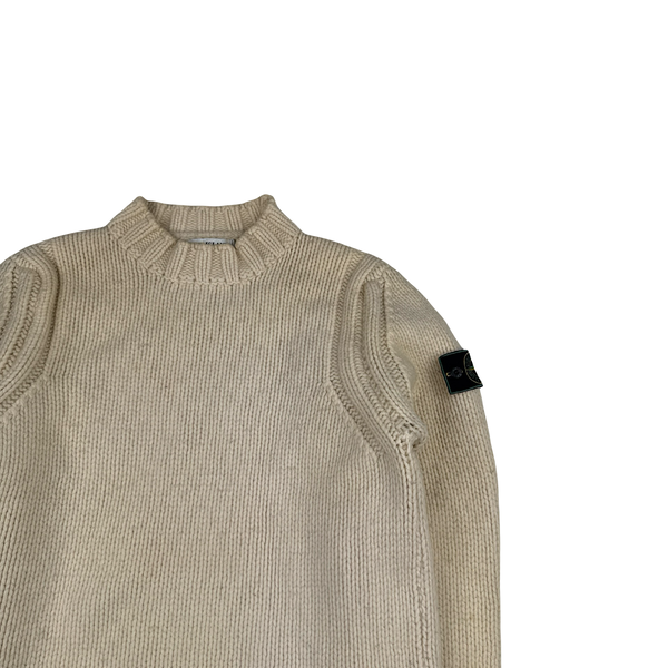 Stone Island 1998 Beige Vintage Wool Knit Pullover Jumper - XL