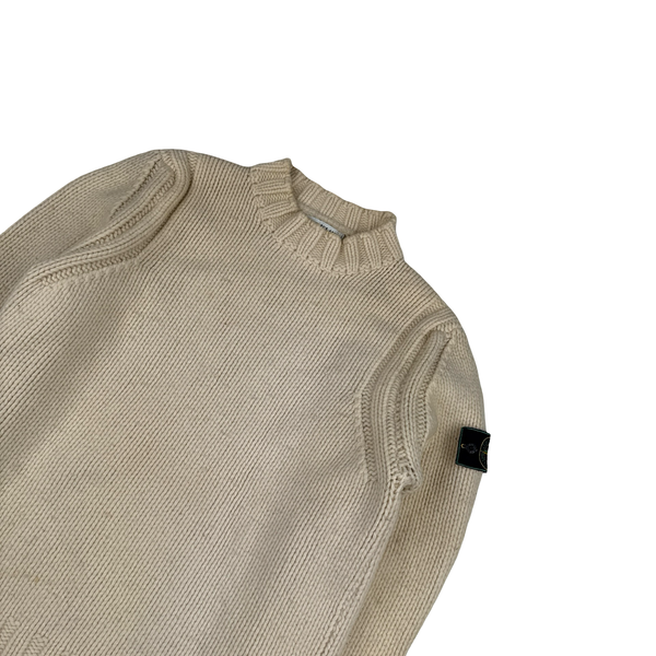 Stone Island 1998 Beige Vintage Wool Knit Pullover Jumper - XL