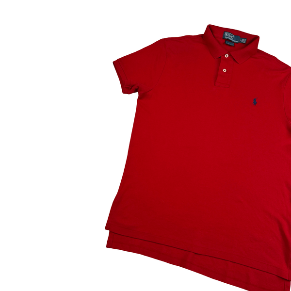 Ralph Lauren Red Cotton T Shirt Polo - Medium