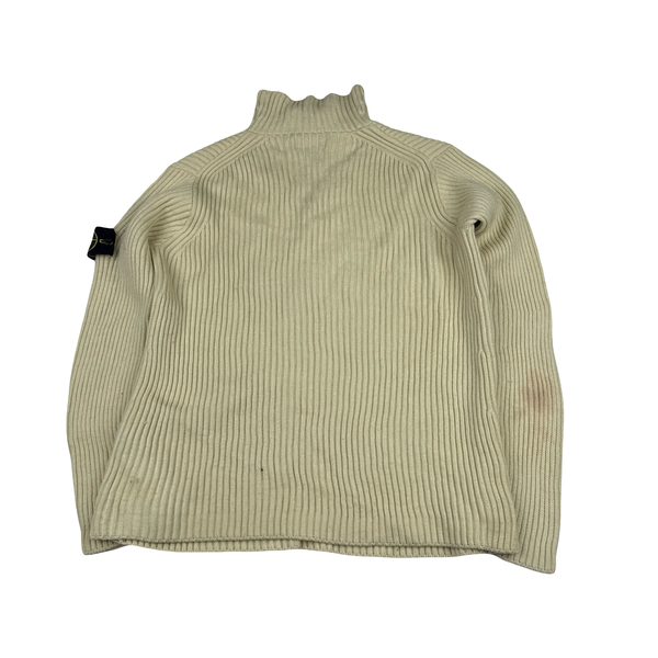 Stone Island 2022 Yellow Quarter Zip Knitted Jumper - Large