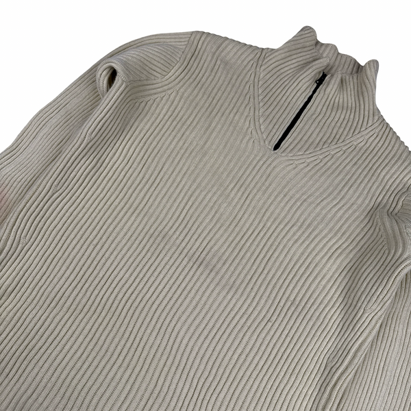 Stone Island 2022 Yellow Quarter Zip Knitted Jumper - Large