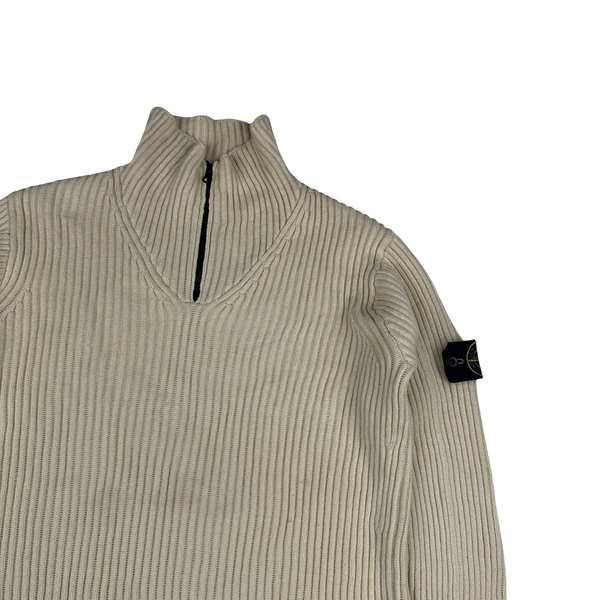 Stone Island 2022 Yellow Quarter Zip Knitted Jumper - Large