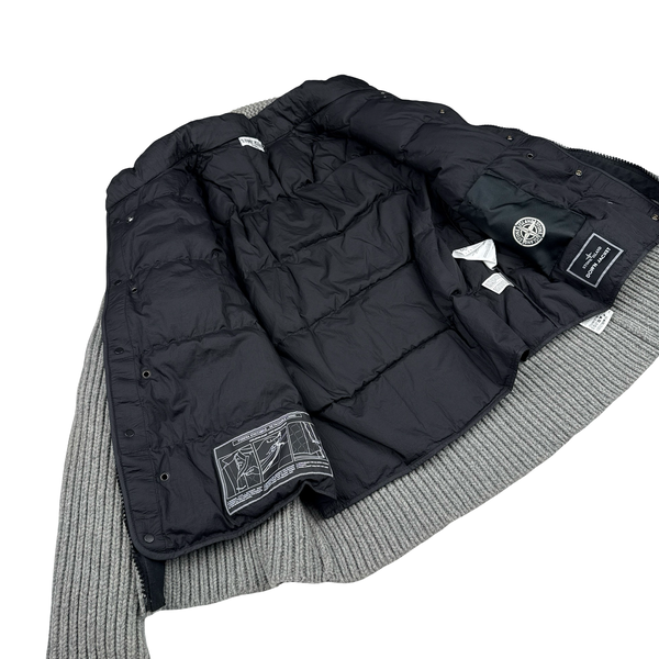Stone Island 2009 Grey Wool Down Lined Knit Jumper - Large