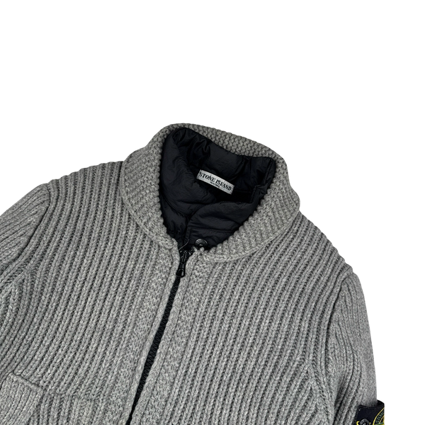 Stone Island 2009 Grey Wool Down Lined Knit Jumper - Large