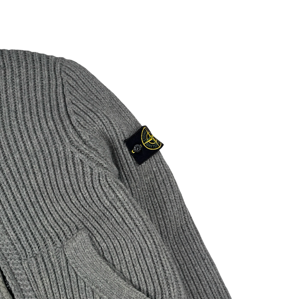Stone Island 2009 Grey Wool Down Lined Knit Jumper - Large