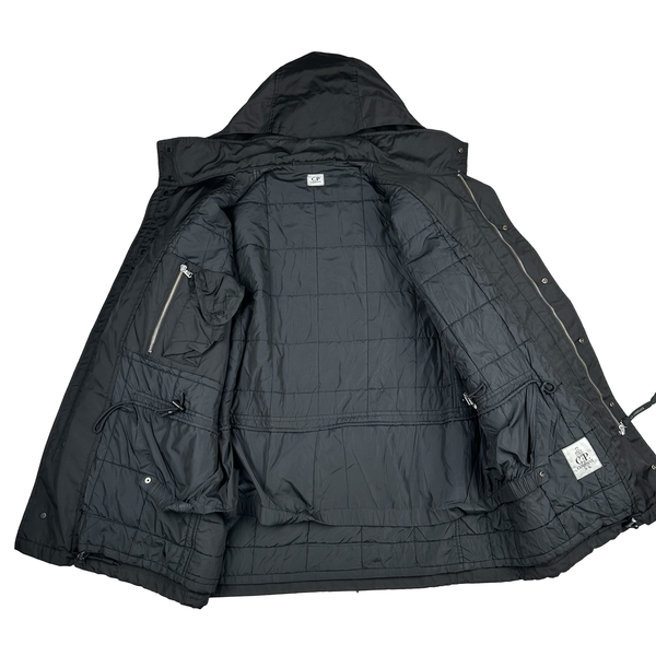 CP Company Black Hooded Nylon Quilted Jacket - XXXL