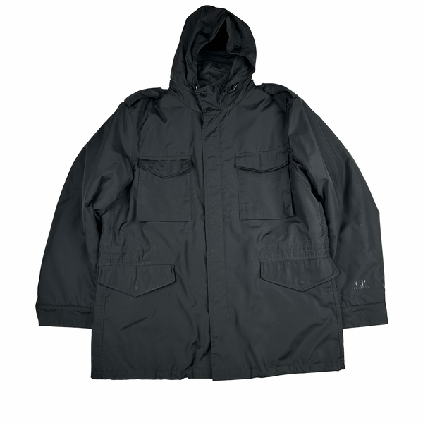 CP Company Black Hooded Nylon Quilted Jacket - XXXL