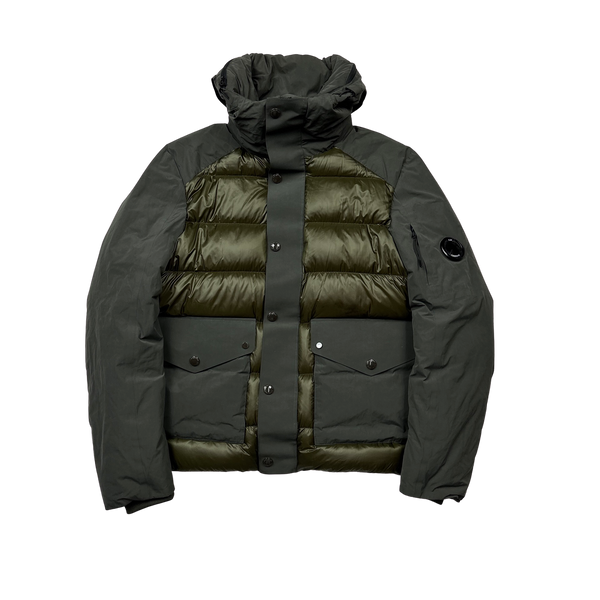 CP Company D D Shell Khaki Two Tone Puffer Jacket - Small