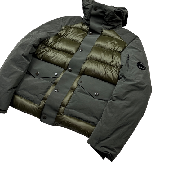 CP Company D D Shell Khaki Two Tone Puffer Jacket - Small