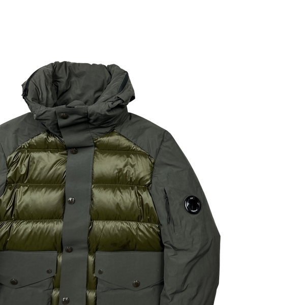 CP Company D D Shell Khaki Two Tone Puffer Jacket - Small