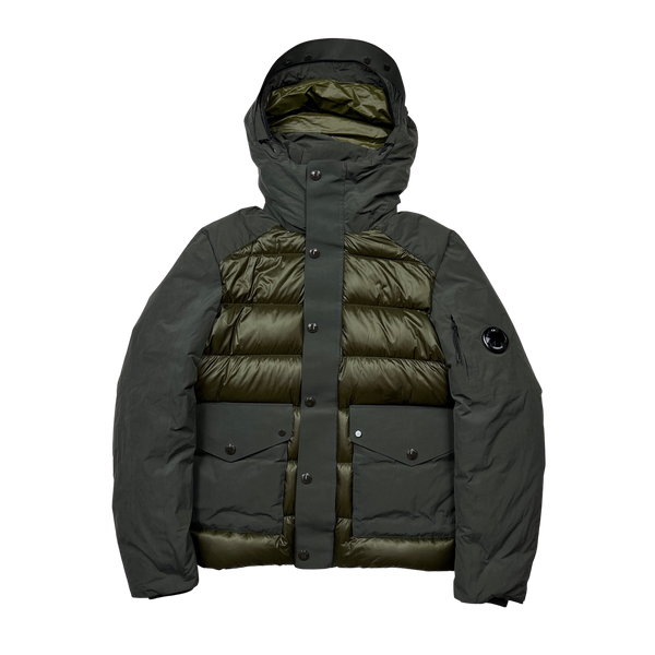 CP Company D D Shell Khaki Two Tone Puffer Jacket - Small