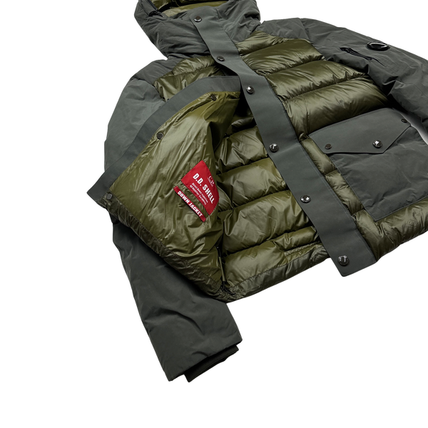 CP Company D D Shell Khaki Two Tone Puffer Jacket - Small