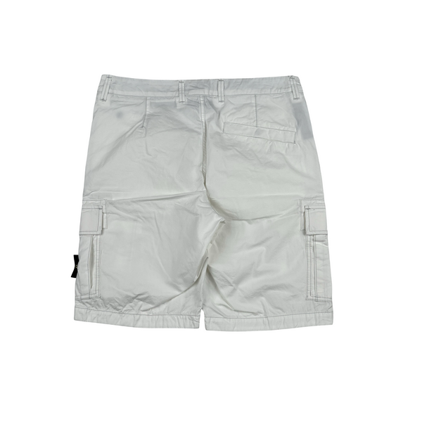 Stone Island 2022 White Slim Fit Cargo Shorts - 33"