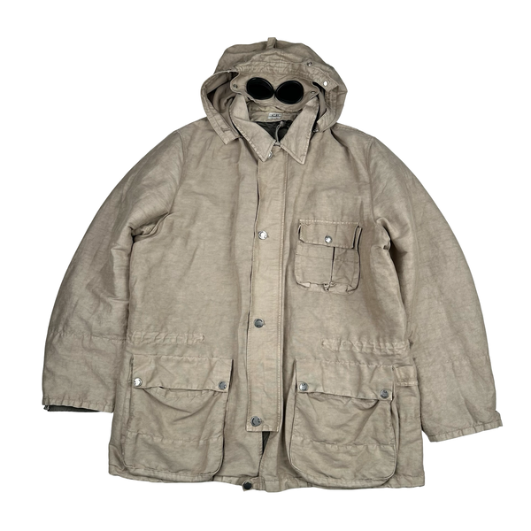 CP Company Vintage 2004 Lino Flax Diamond Quilted Goggle Jacket - 3XL