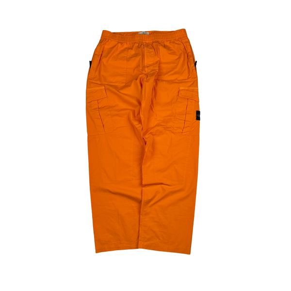 Stone Island 2023 Orange Regular Fit Stretch Cotton Tela Cargo Trousers - 36"