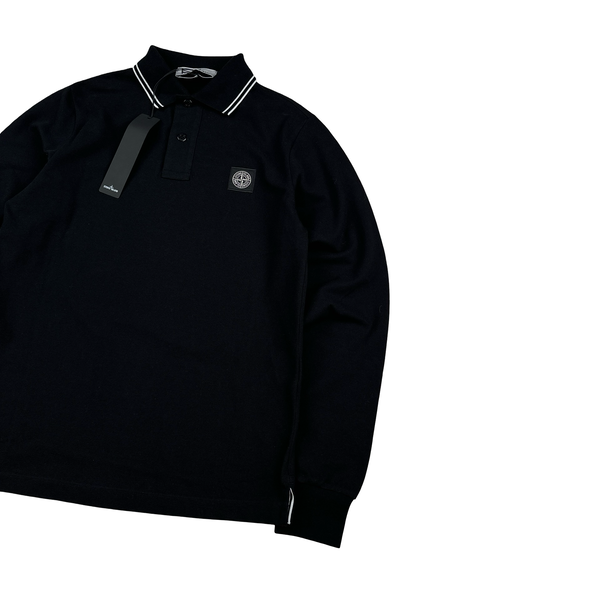 Stone Island 2022 Black Polo Longsleeve Shirt - Small
