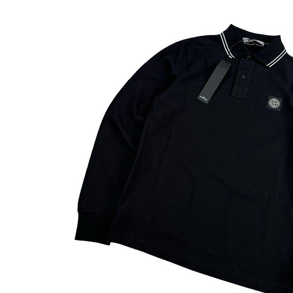 Stone Island 2022 Black Polo Longsleeve Shirt - Small