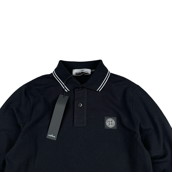 Stone Island 2022 Black Polo Longsleeve Shirt - Small