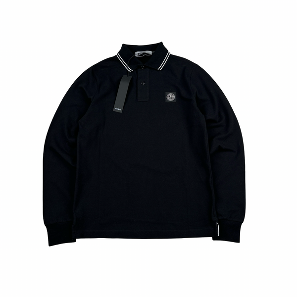 Stone Island 2022 Black Polo Longsleeve Shirt - Small