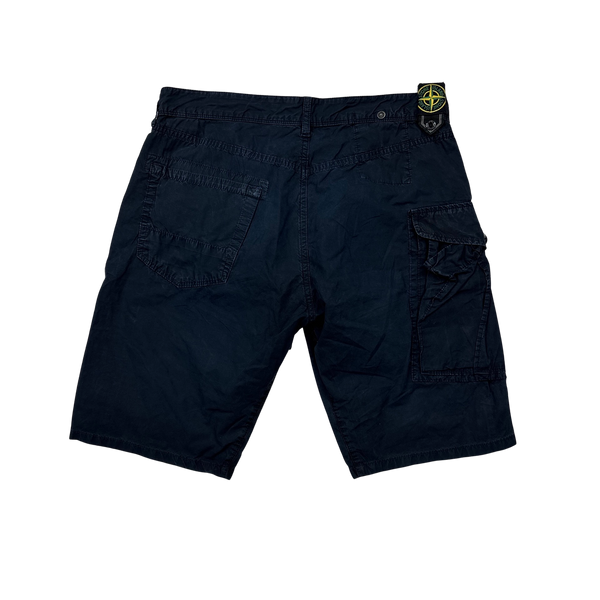 Stone Island 2008 Navy Cotton Waist Badge Cargo Shorts - 32"