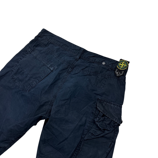 Stone Island 2008 Navy Cotton Waist Badge Cargo Shorts - 32"
