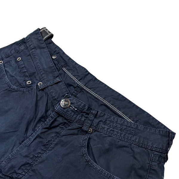 Stone Island 2008 Navy Cotton Waist Badge Cargo Shorts - 32"