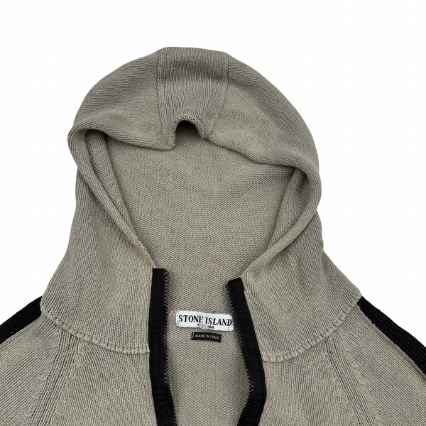 Stone Island Vintage Cotton Blend Full Zip Hooded Knit Jumper - Large