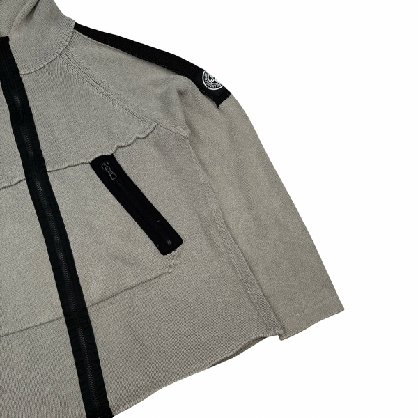 Stone Island Vintage Cotton Blend Full Zip Hooded Knit Jumper - Large