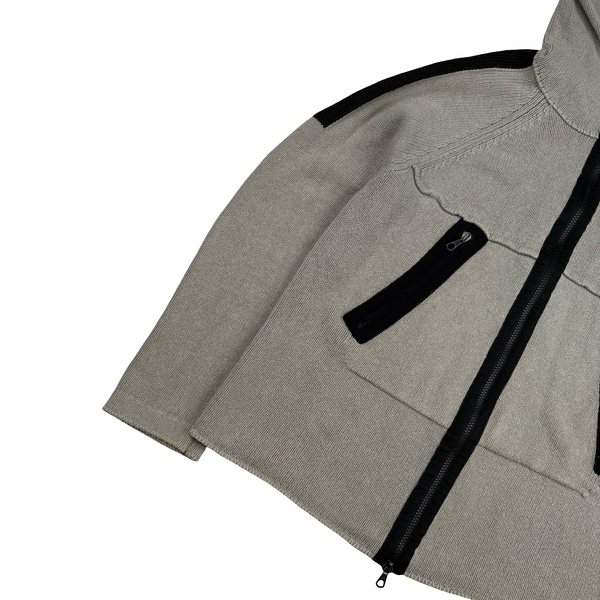 Stone Island Vintage Cotton Blend Full Zip Hooded Knit Jumper - Large