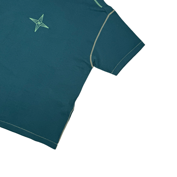 Stone Island 2023 Teal Embroidered Compass Cotton T Shirt - Large