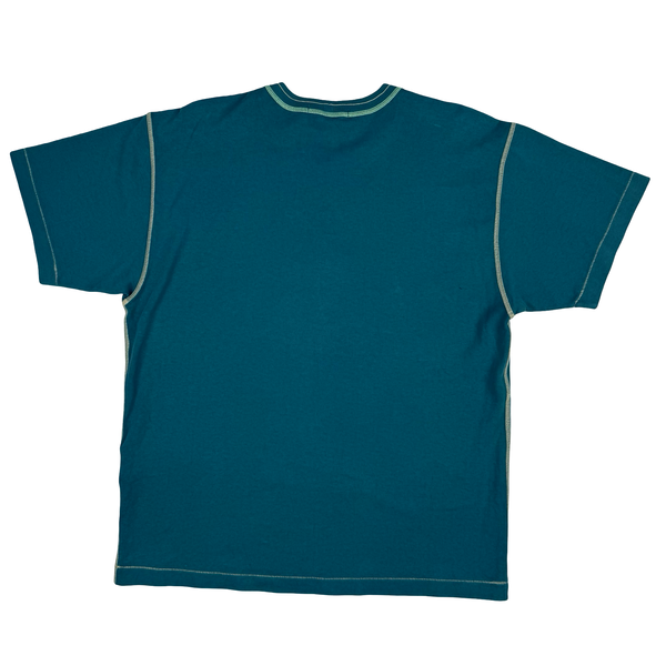 Stone Island 2023 Teal Embroidered Compass Cotton T Shirt - Large