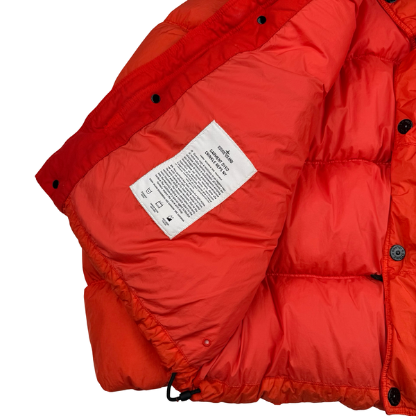 Stone Island 2025 Blood Orange Garment Dyed Crinkle Reps NY Puffer Jacket - Medium