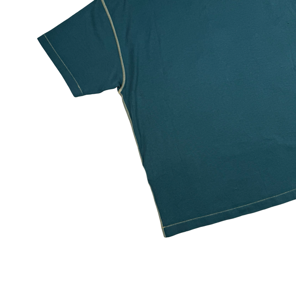Stone Island 2023 Teal Embroidered Compass Cotton T Shirt - Large