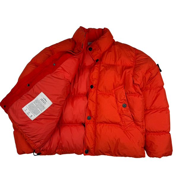Stone Island 2025 Blood Orange Garment Dyed Crinkle Reps NY Puffer Jacket - Medium