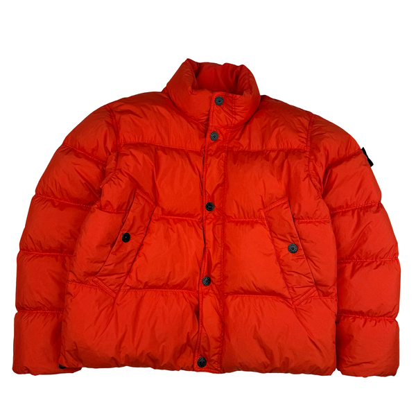 Stone Island 2025 Blood Orange Garment Dyed Crinkle Reps NY Puffer Jacket - Medium
