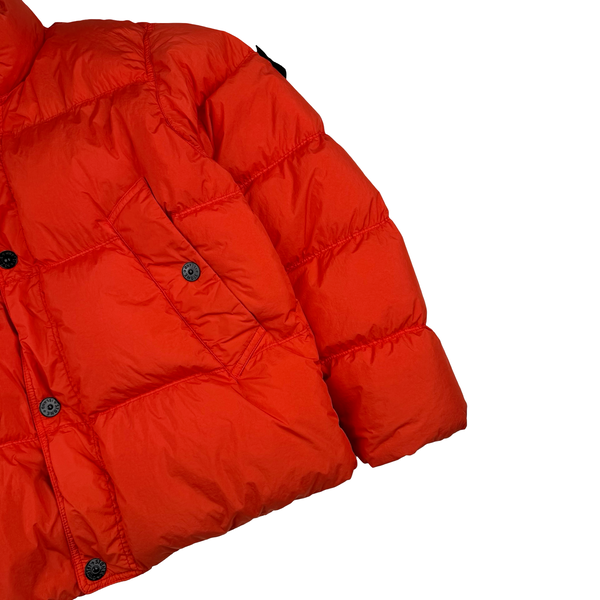 Stone Island 2025 Blood Orange Garment Dyed Crinkle Reps NY Puffer Jacket - Medium