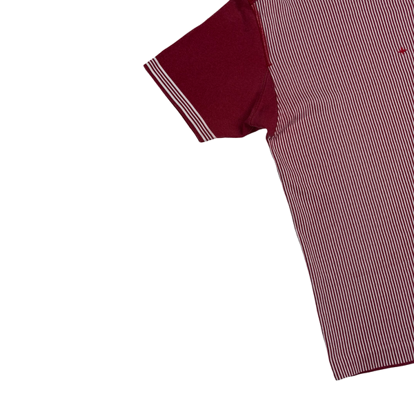 Stone Island 2019 Red Striped Marina Cotton Spellout T Shirt - Small