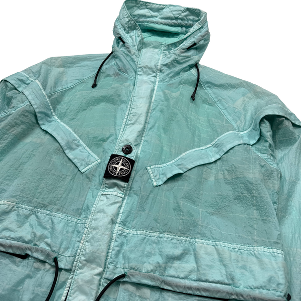 Stone Island Aqua Blue Reflective Grid Lamy TC Jacket - Large